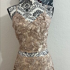 Fashion Nova Cream Sequin Sheath Cocktail Dress